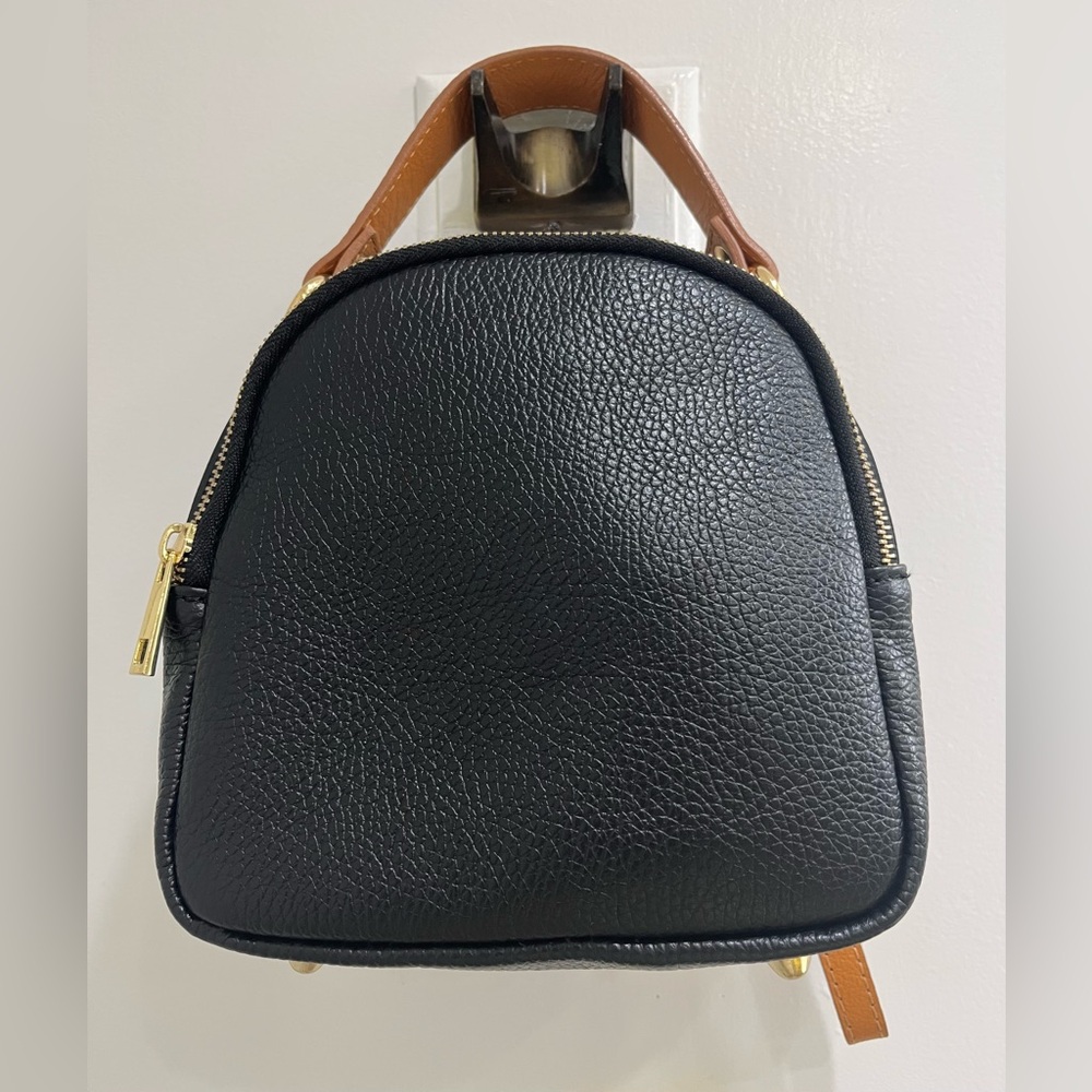Divina Firenze Black Leather Mini Backpack